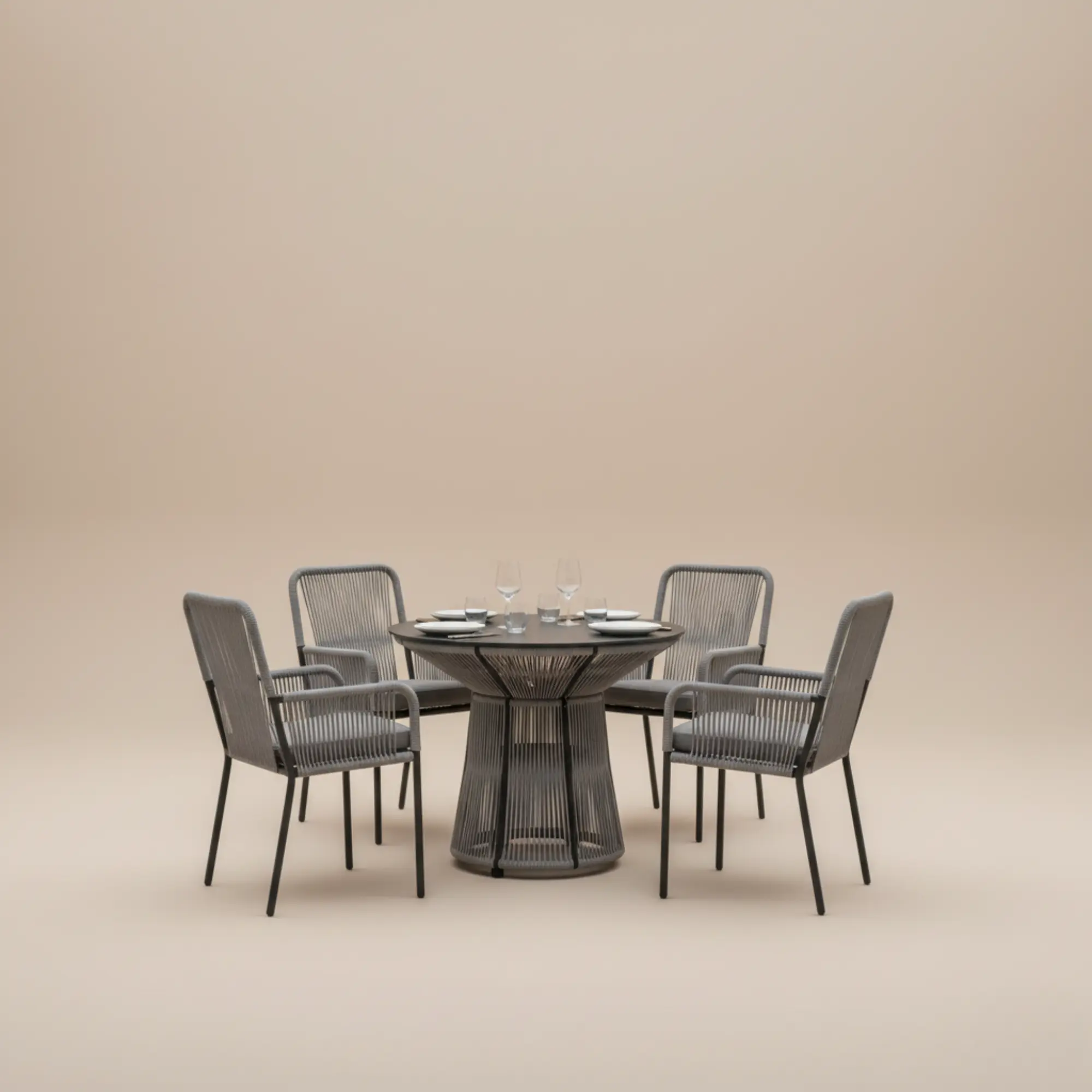 Mesa redonda de exterior de cuerda Rodhos 91