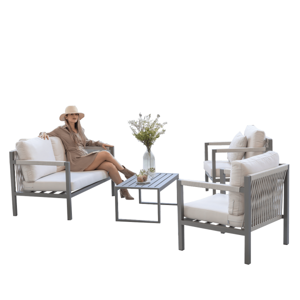 Conjunto de Jardín de Cuerda de 4 Plazas Damasco-7